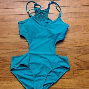 Like new Jessica Simpson one piece open sides racer back lace bathing suit